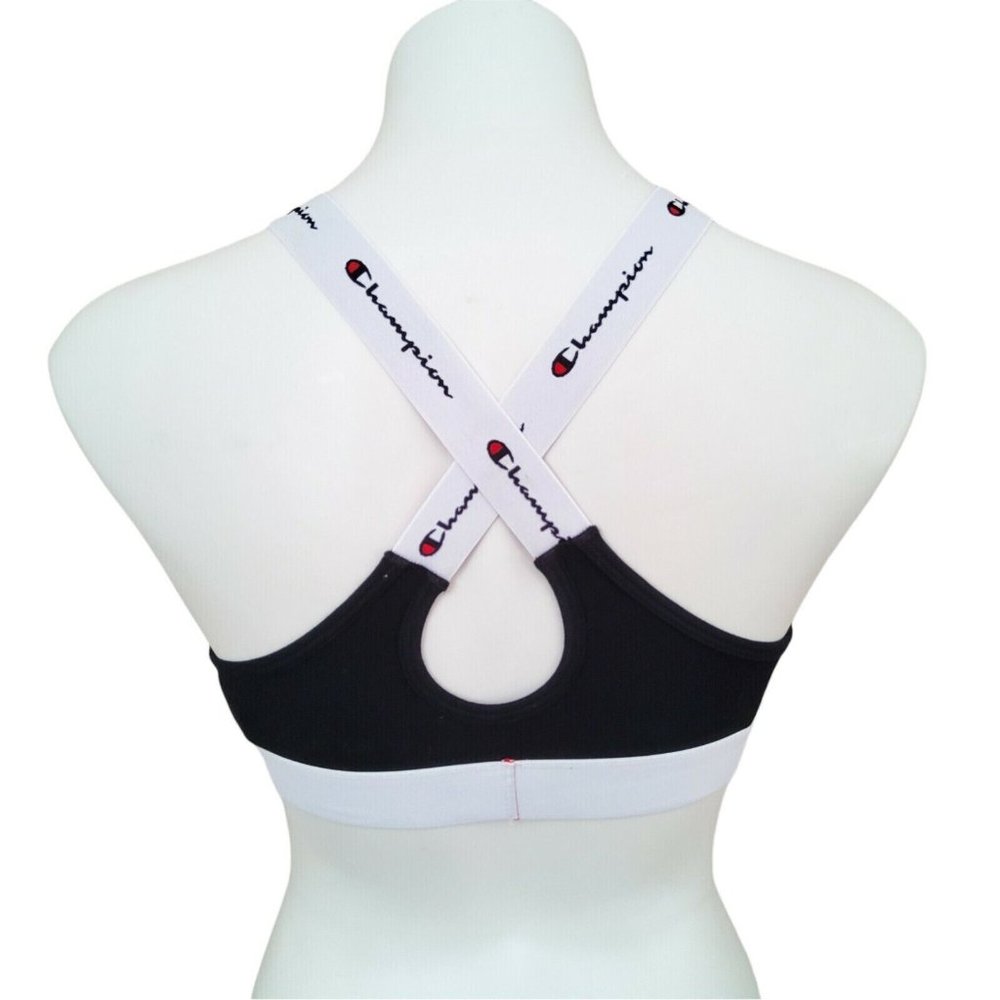 Champion Wireless Sports Bra Womens Size Medium Black Racerback Straps High Neck - Picture 7 of 8